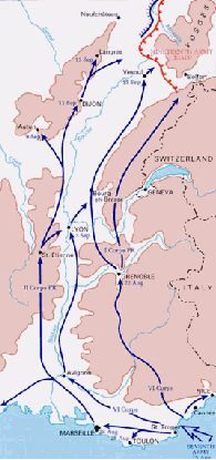 Le parcours de la 1re Arme franaise dbarque en Provence